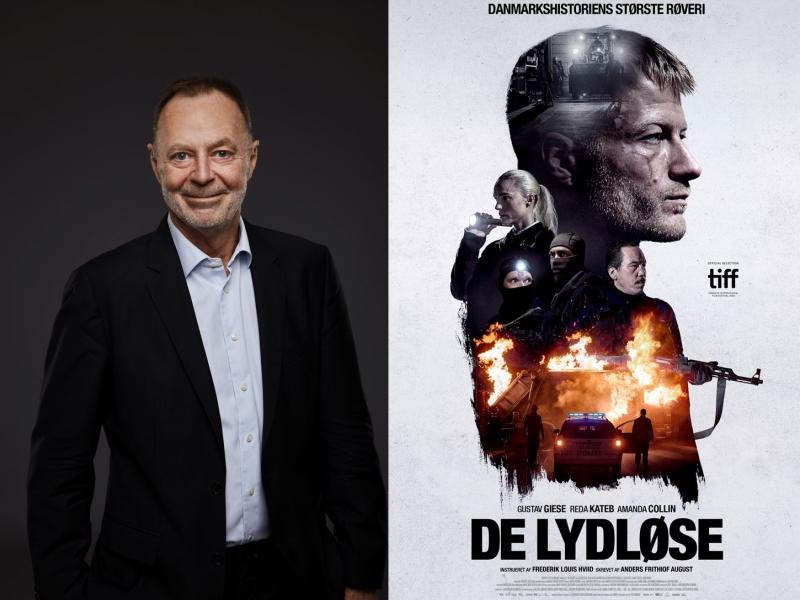 Billede af Bent Isager-Nielsen og filmplakaten til De Lydløse