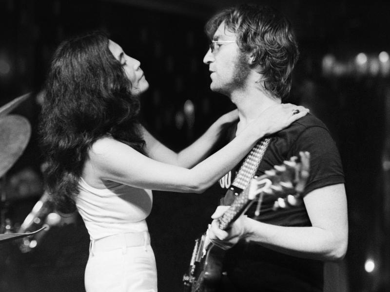 John Lennon og Yoko Ono til koncerten One to One.