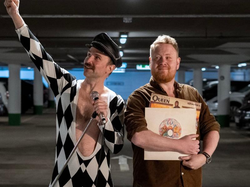 De musikalske foredragsholdere Morten Nielsen og Morten Hvid.
