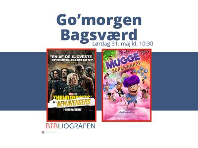 Billede af logoet til Go Morgen Bagsværd og plakaterne til filmene.