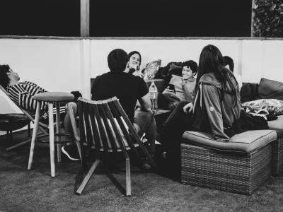 Happy people hanging out.