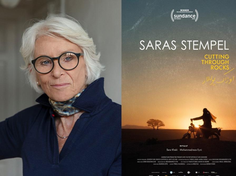 Birgitte Possing og plakaten til filmen Saras Stempel.