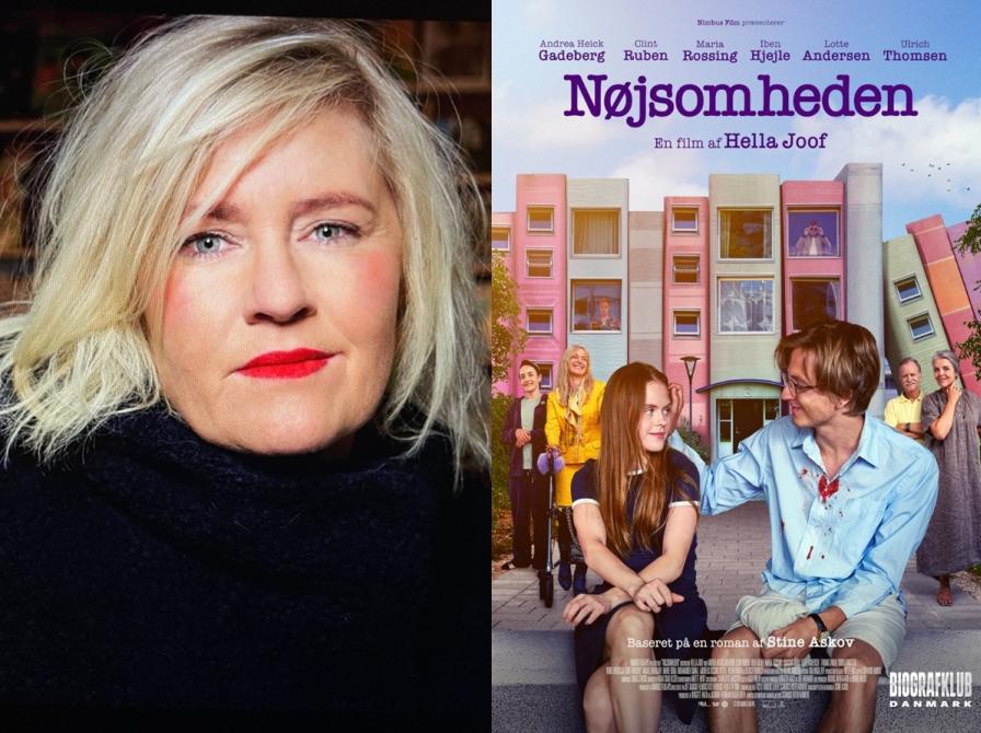 Stine Askov og filmplakaten til Nøjsomheden